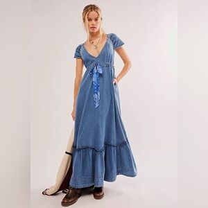 Free People Roucha Denim Maxi Dress